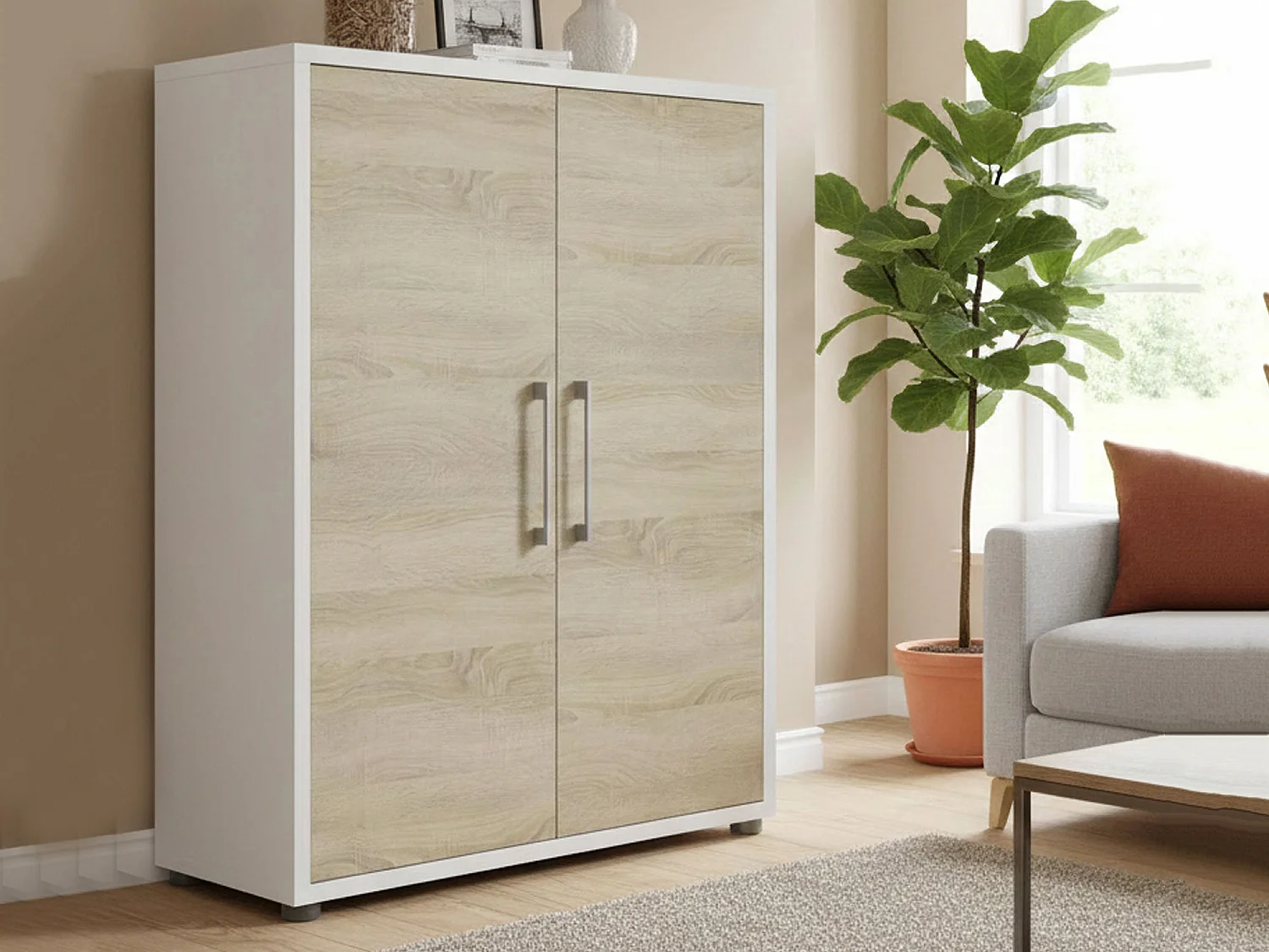 Credenza Warszawa, 2 Ripiani, 40x89x113h cm Bianco, Madia