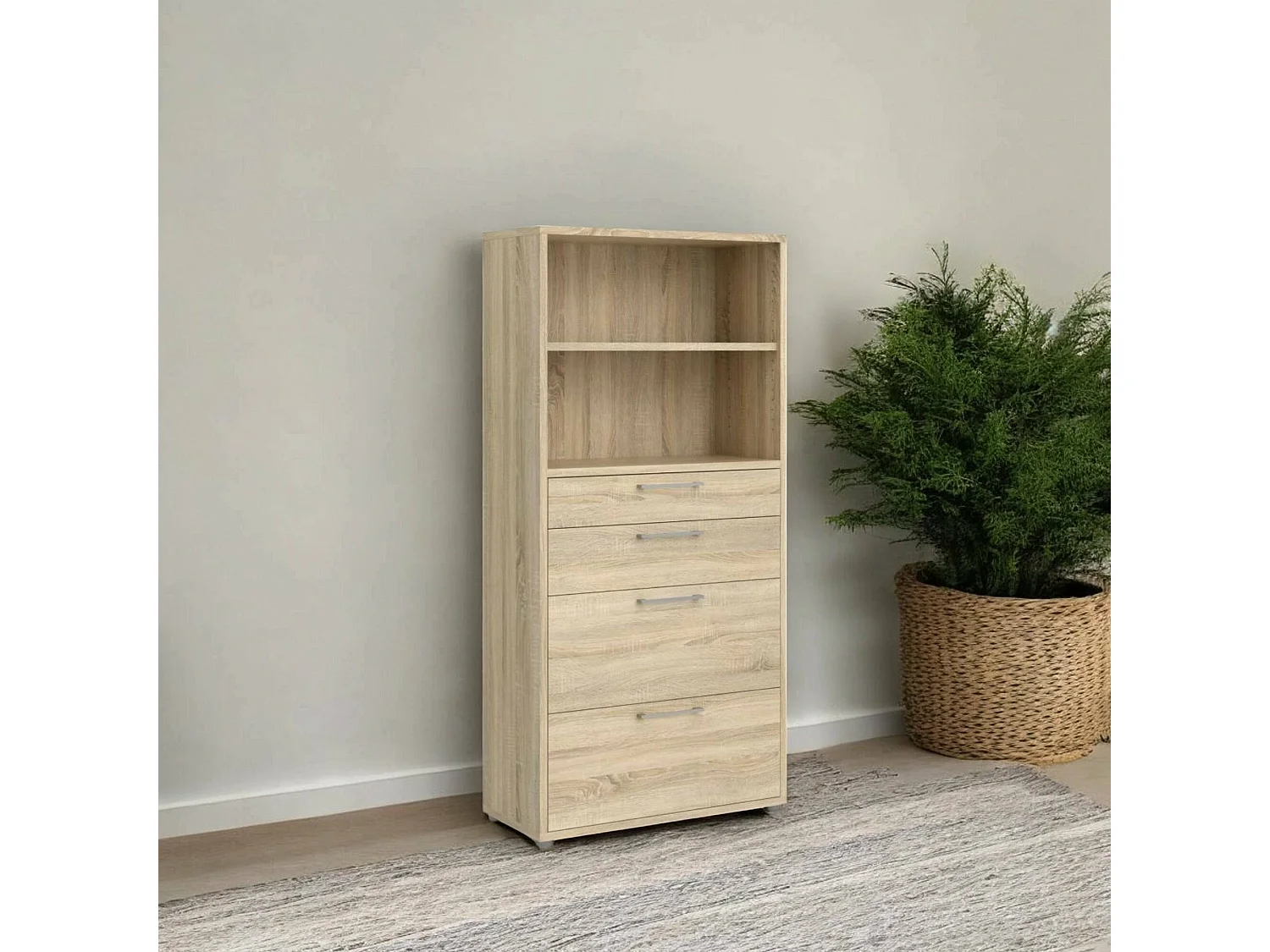 Dmora - Credenza Ciudad, 89x40 h186 cm, Quercia