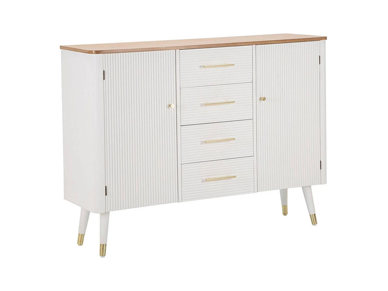Buffet Acute, Buffet du salon, Commode de salon, Garde-manger de cuisine, 117x37 h90 cm, Blanc et marron
