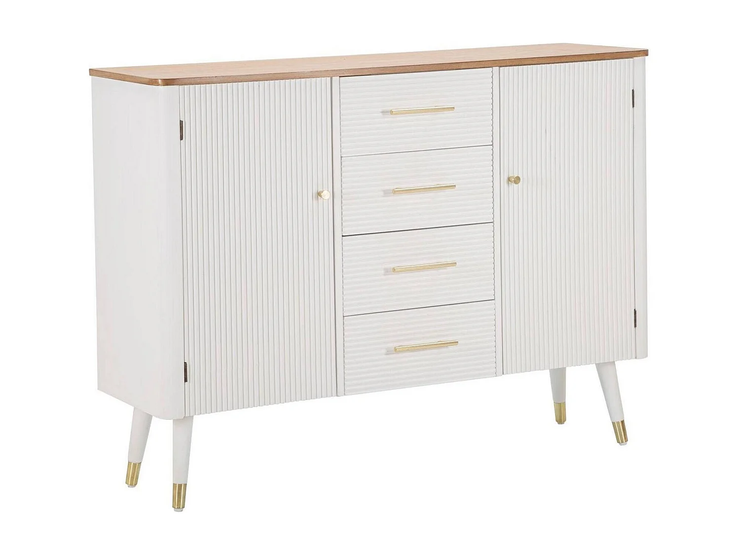 Dmora - Credenza Acute, 117x37 h90 cm, Bianco e Marrone