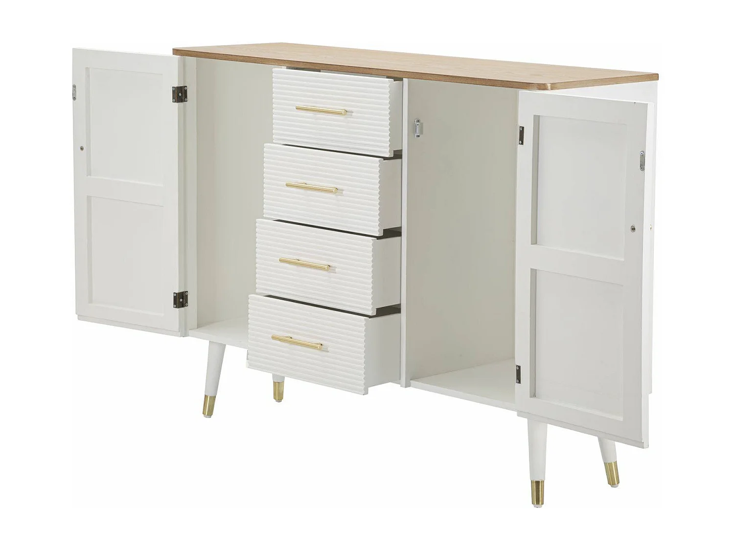 Dmora - Credenza Acute, 117x37 h90 cm, Bianco e Marrone