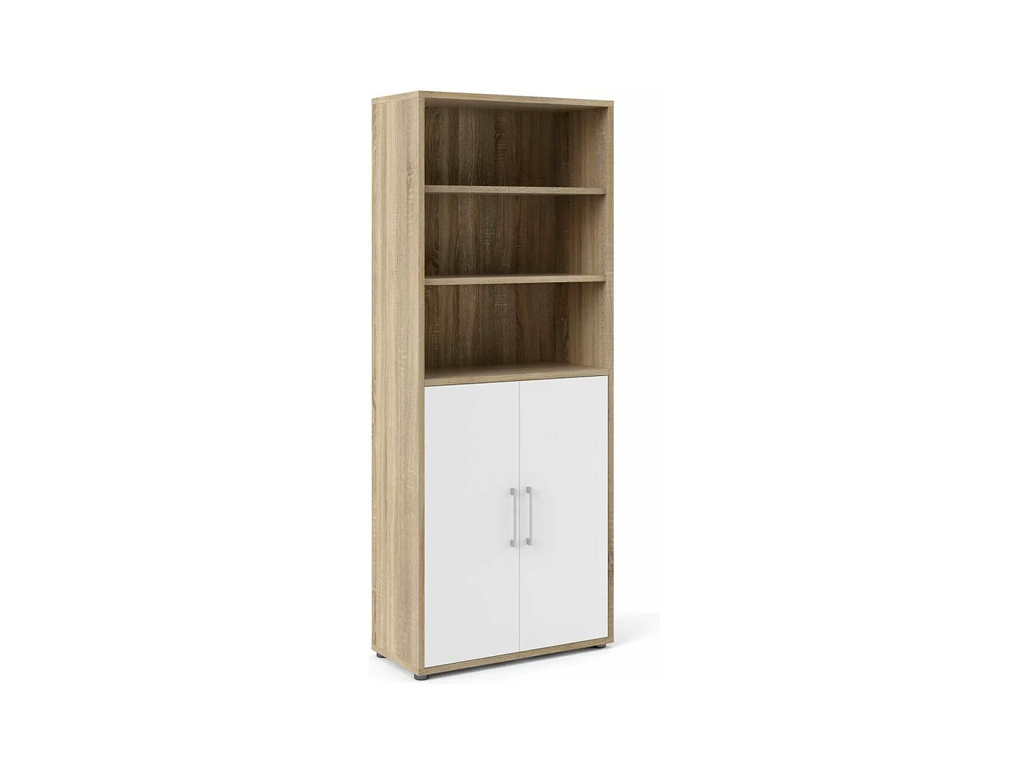 Buffet Valsesia, Buffet du salon, Commode de salon, Garde-manger de cuisine, 89x40 h222 cm, Chêne et Blanc