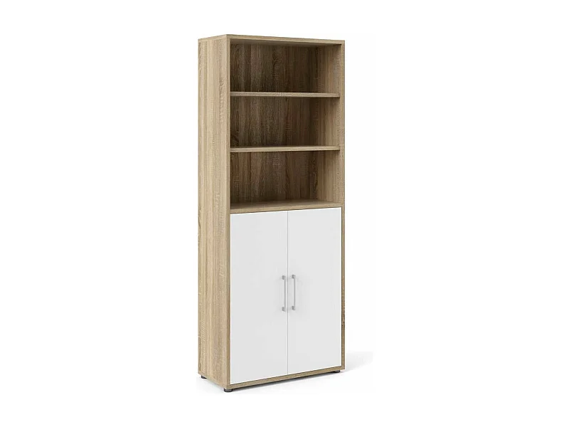 Kommode Valsesia, Wohnzimmerbuffet, Wohnzimmer-Sideboard, Moderne Küchen-Speisekammer, 89x40 h222 cm, Eiche und Weiß