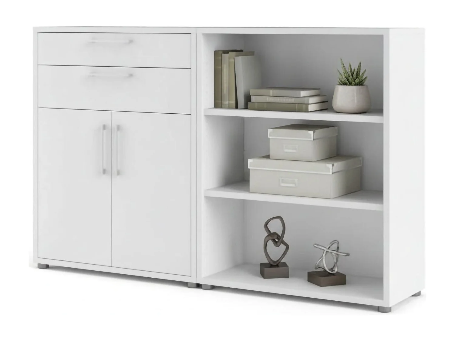 Buffet Albinea, Buffet du salon, Commode de salon, Garde-manger de cuisine, 178x40 h113 cm, Blanc