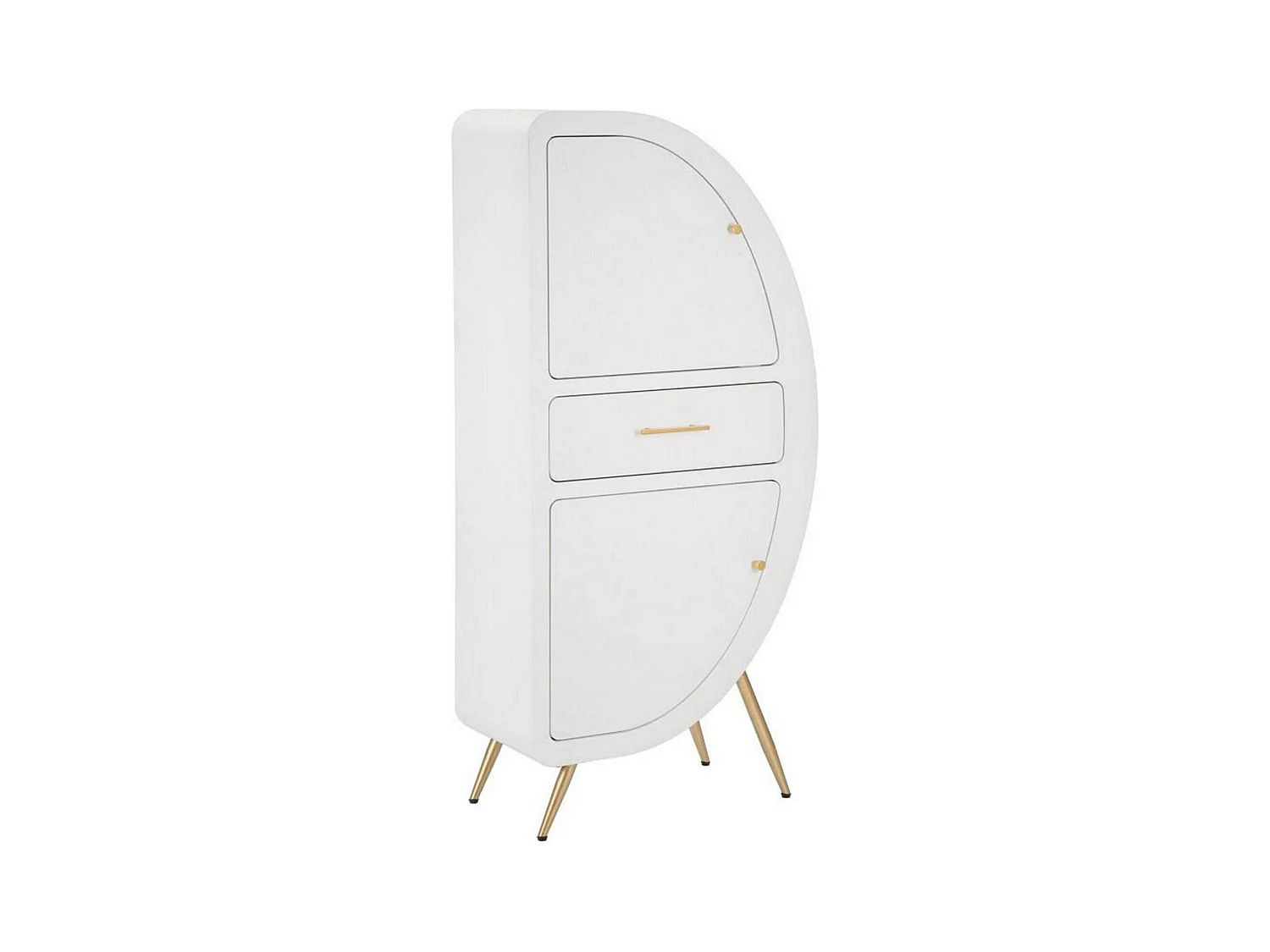 Buffet Tellier, Buffet du salon, Commode de salon, Garde-manger de cuisine, 60x32 h133 cm, Blanc et Or