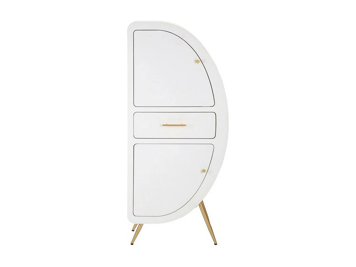 Buffet Tellier, Buffet du salon, Commode de salon, Garde-manger de cuisine, 60x32 h133 cm, Blanc et Or