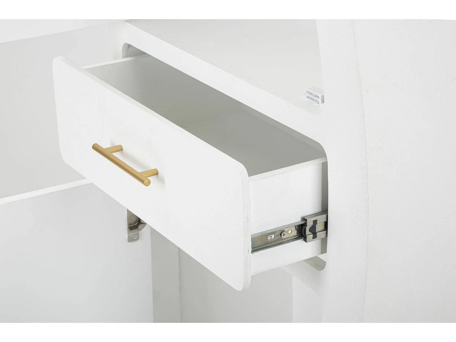 Buffet Tellier, Buffet du salon, Commode de salon, Garde-manger de cuisine, 60x32 h133 cm, Blanc et Or