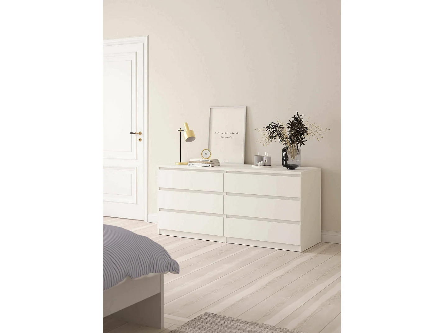 Kommode Abacadabra, Wohnzimmerbuffet, Wohnzimmer-Sideboard, Moderne Küchen-Speisekammer, 154x50 h70 cm, Weiß