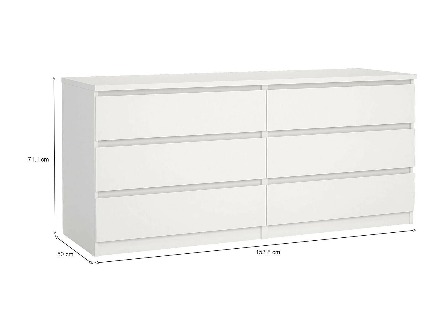Buffet Abacadabra, Buffet du salon, Commode de salon, Garde-manger de cuisine, 154x50 h70 cm, Blanc