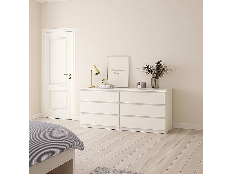 Aparador Abacadabra, Buffet de sala, Aparador de sala, Despensa de cozinha, 154x50 h70 cm, Branco