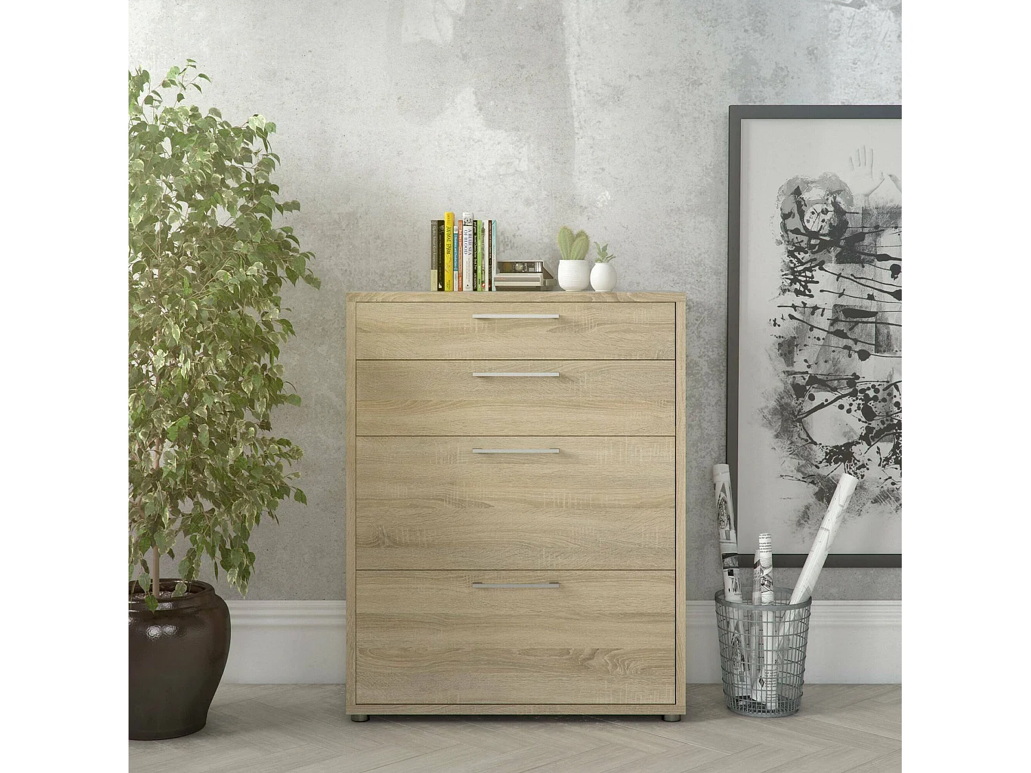 Buffet Anghiari, Buffet du salon, Commode de salon, Garde-manger de cuisine, 89x40 h113 cm, Chêne