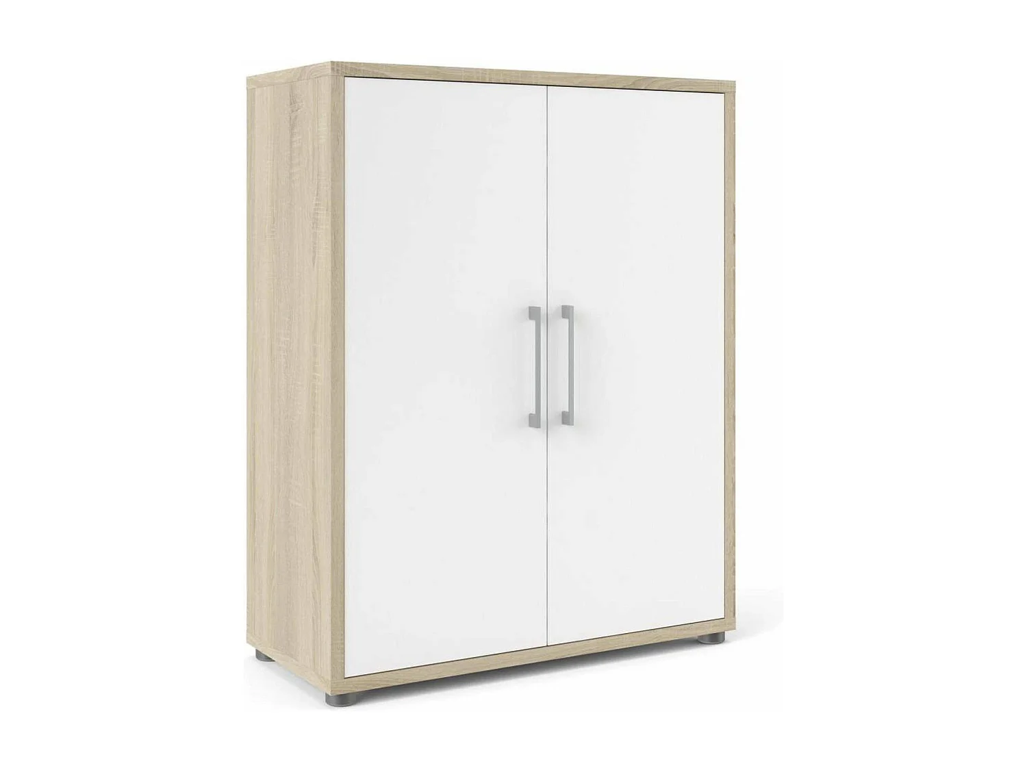 Warszawa dressoir, Woonkamerbuffet, Woonkamerdressoir, Keukenkast, 89x40 h113 cm, Eiken en Wit