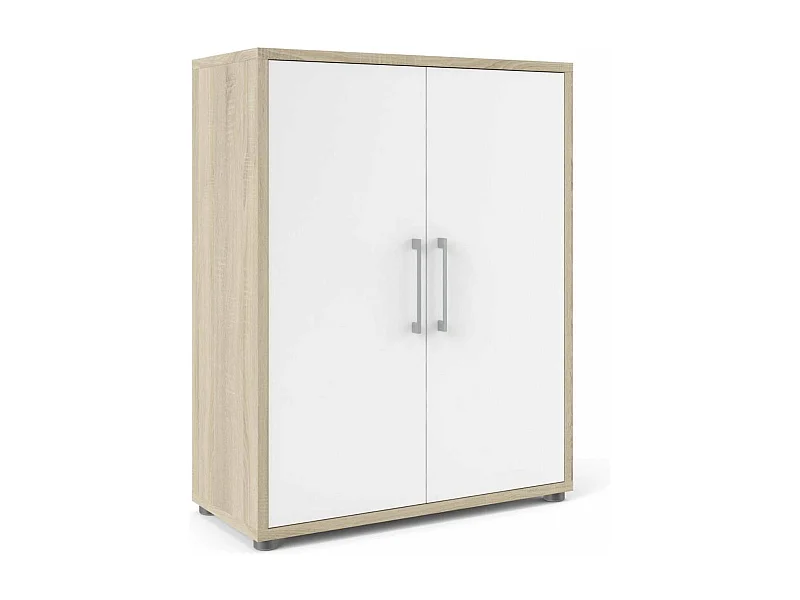 Warszawa dressoir, Woonkamerbuffet, Woonkamerdressoir, Keukenkast, 89x40 h113 cm, Eiken en Wit