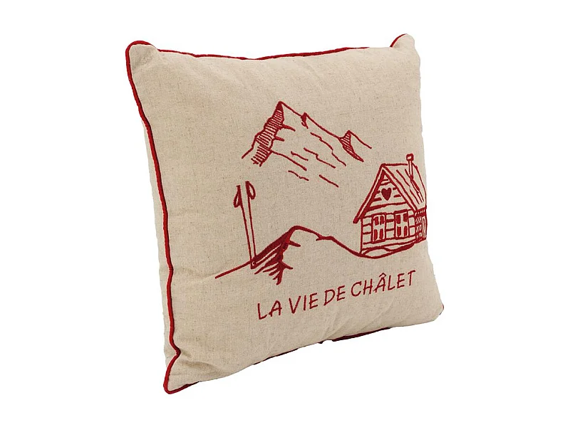 Coussin en lin et coton La vie de Chalet