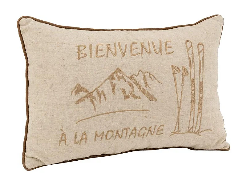 Coussin en lin et coton Bienvenue à la Montagne