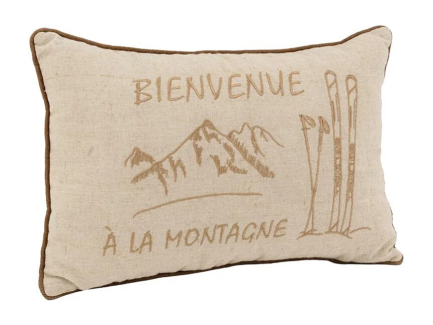 Coussin en lin et coton Bienvenue à la Montagne