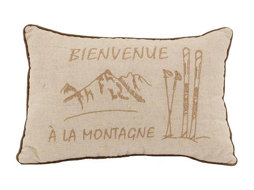 Coussin en lin et coton Bienvenue à la Montagne