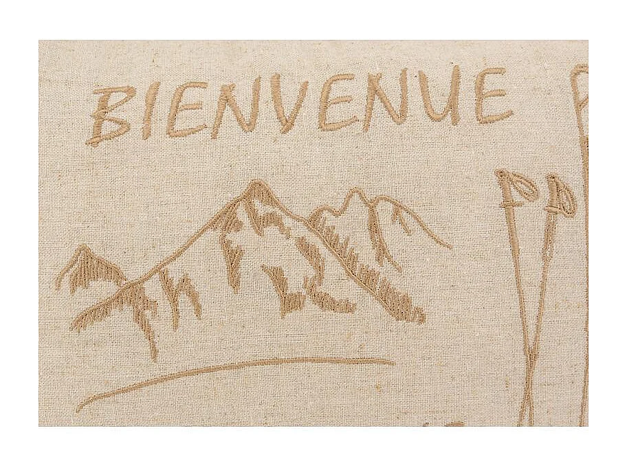 Coussin en lin et coton Bienvenue à la Montagne