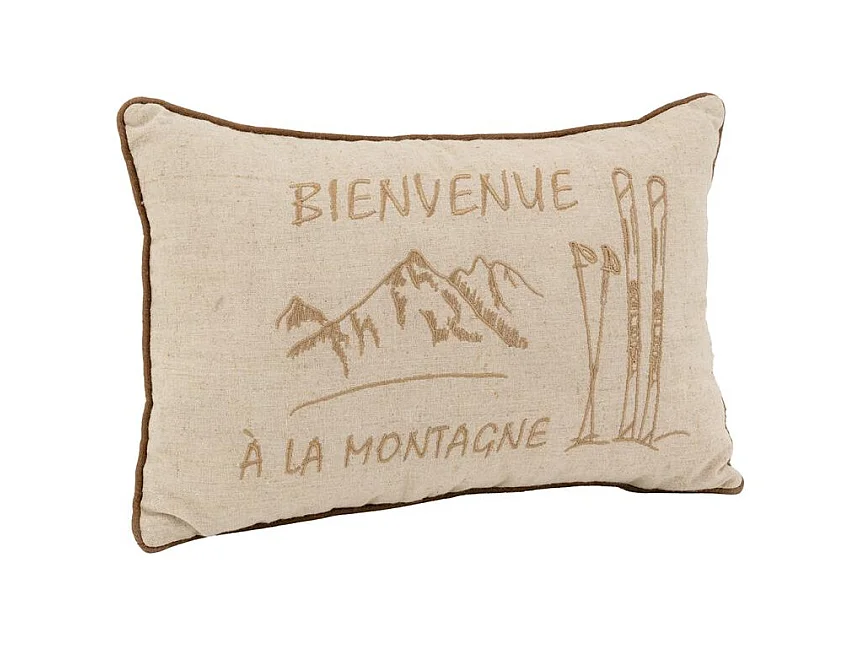 Coussin en lin et coton Bienvenue à la Montagne