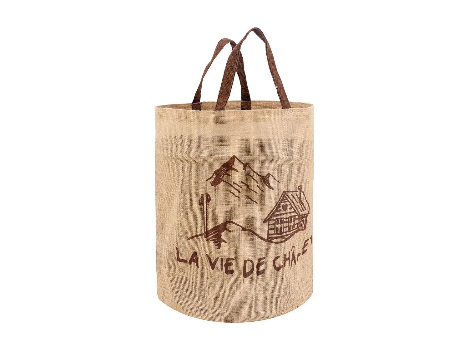 Sac rond en jute naturel plastifié La vie de chalet