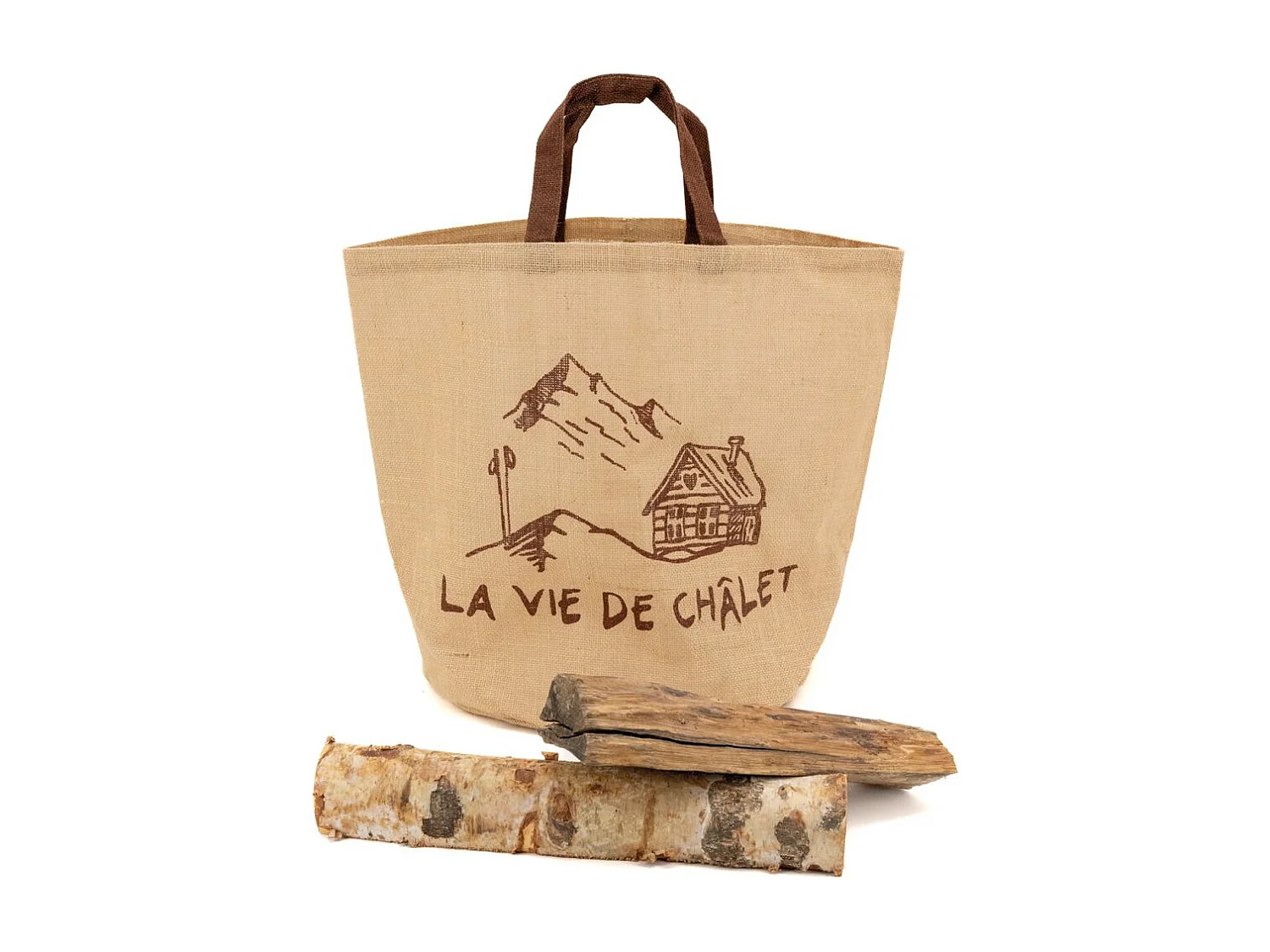 Sac rond en jute naturel plastifié La vie de chalet