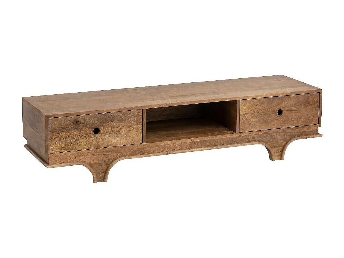 Meuble TV en bois de manguier foncé Daelan