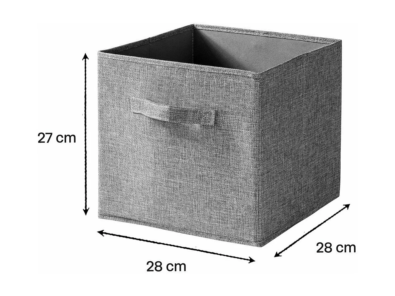 Cube pliable tissu effet lin gris - H27 cm