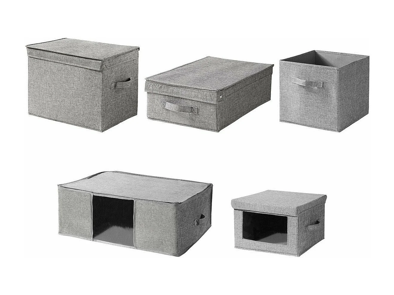 Cube pliable tissu effet lin gris - H27 cm