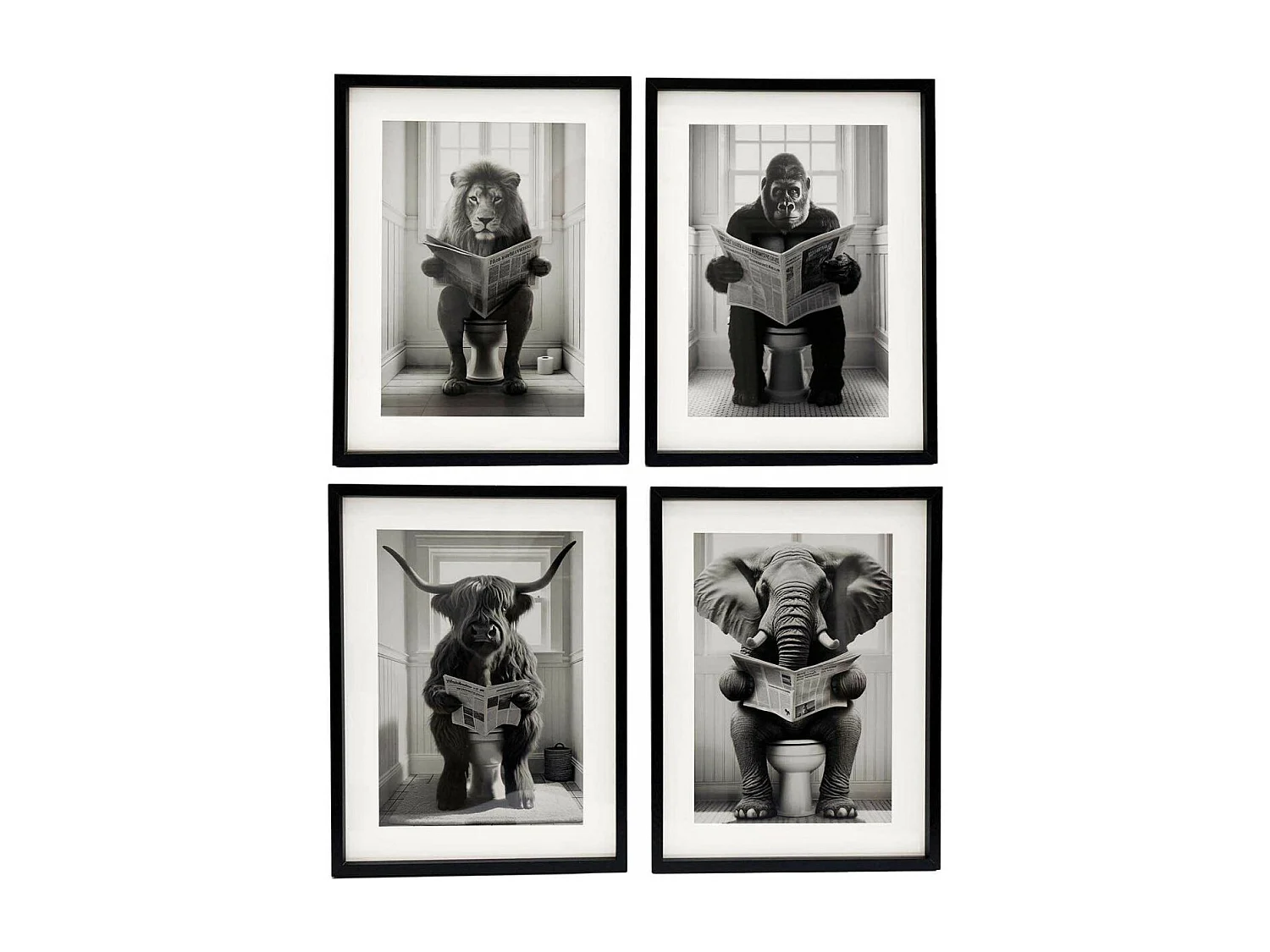 Tableau décoratif Animal Toilet 30 x 40 cm (Lot de 4)