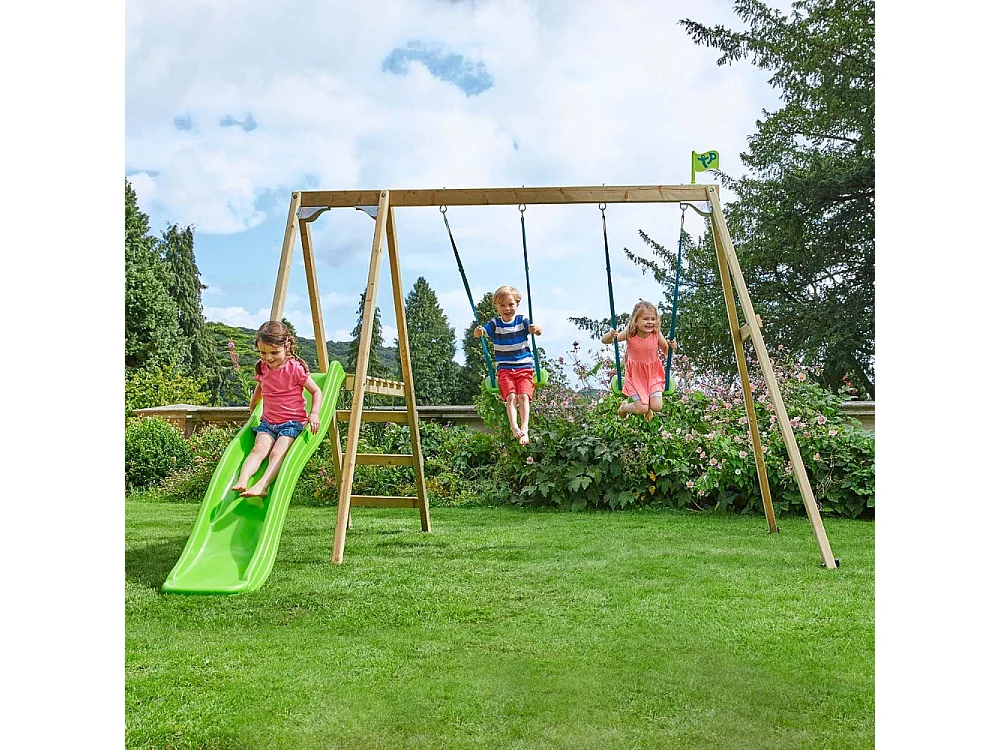Portique avec 2 balançoires et une glissière Forest