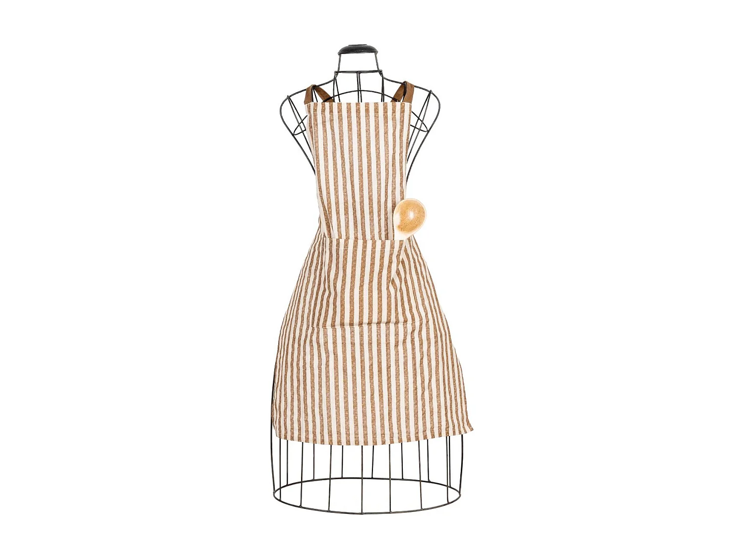 Tablier en coton et flex Rayure brune