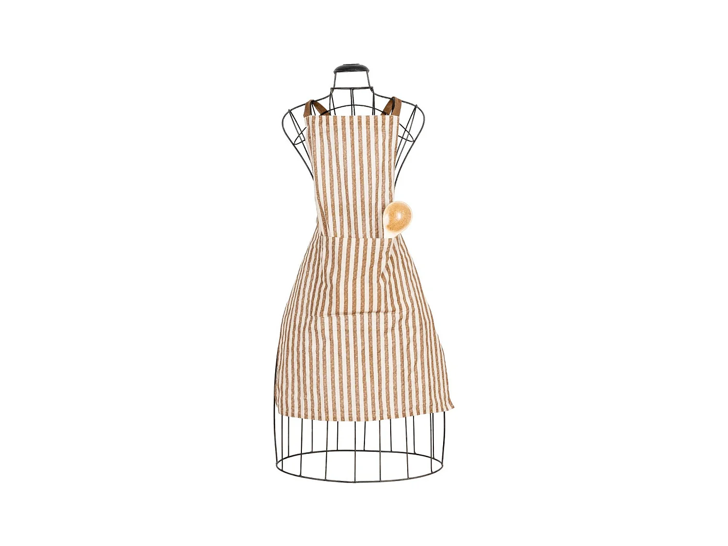 Tablier en coton et flex Rayure brune