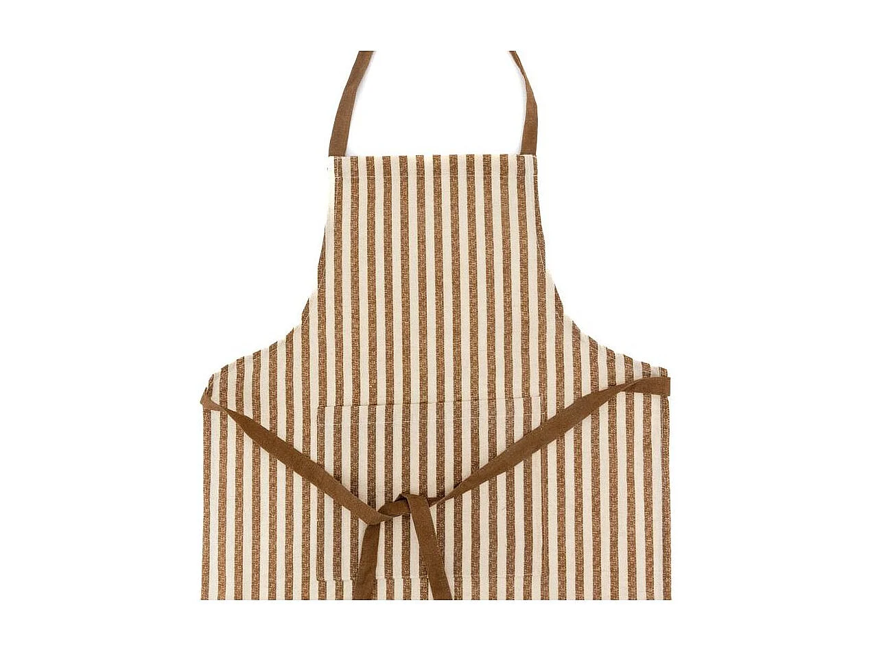 Tablier en coton et flex Rayure brune