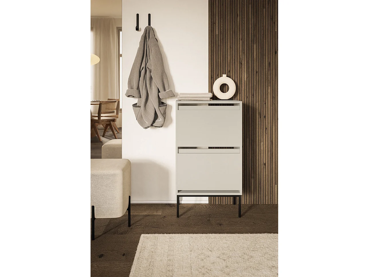 Mueble zapatero 2 puertas - 50 cm - gris - BEMMI