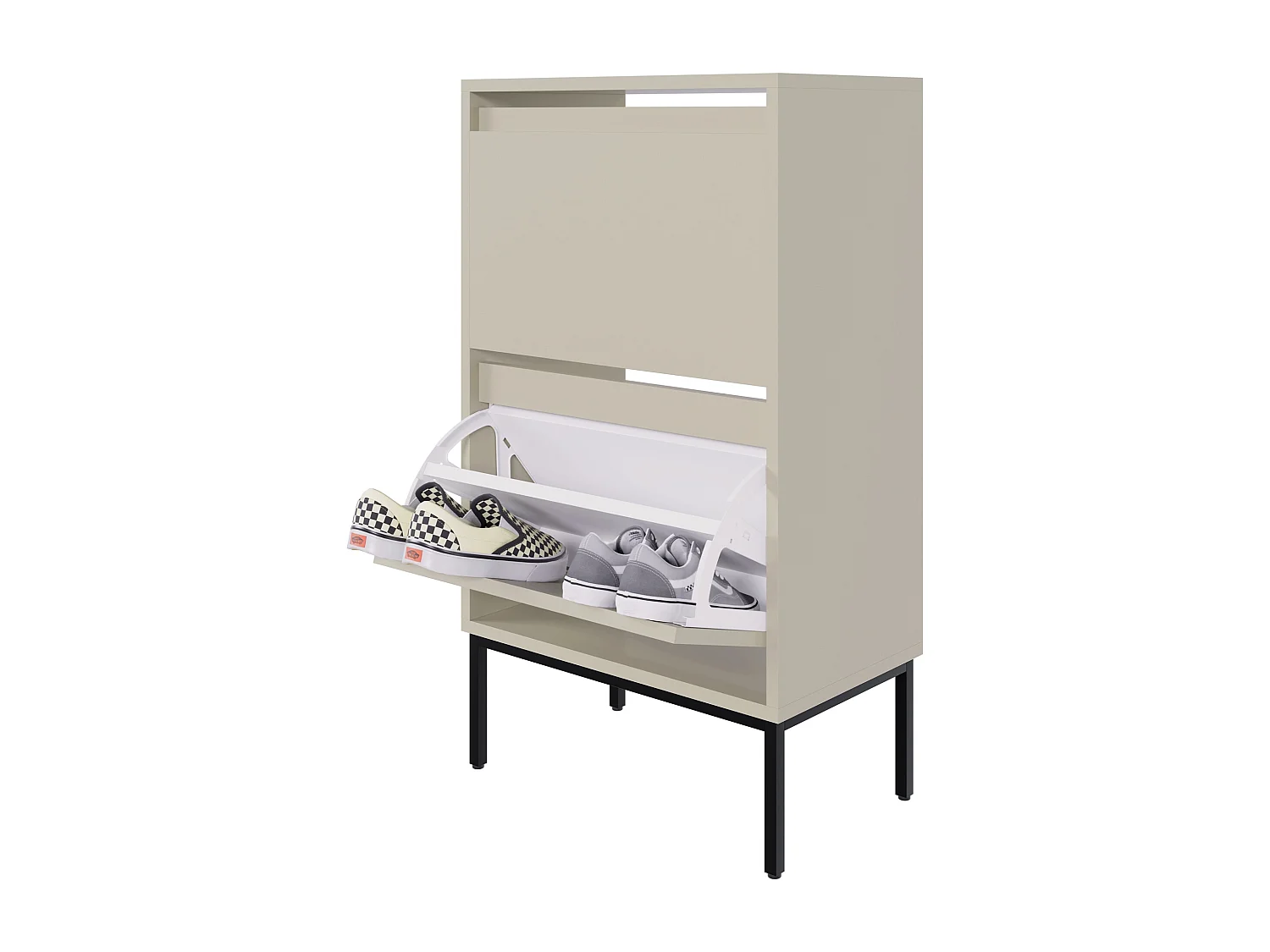 Mueble zapatero 2 puertas - 50 cm - gris - BEMMI