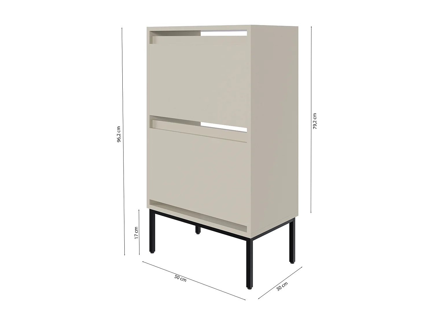 Mueble zapatero 2 puertas - 50 cm - gris - BEMMI