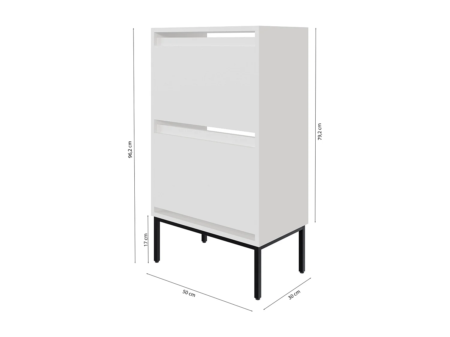 Schuhschrank mit 2 Klappen - Weiß - 50 cm - BEMMI