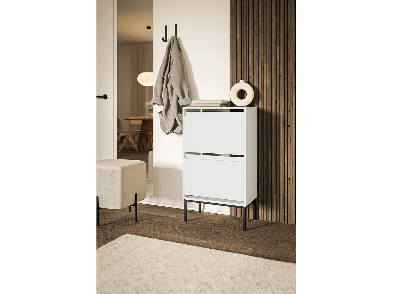 Scarpiera a 2 ante - 50 cm - bianco - BEMMI