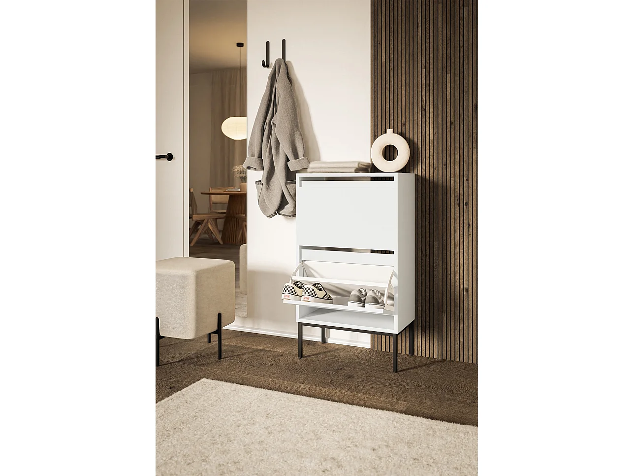 Scarpiera a 2 ante - 50 cm - bianco - BEMMI