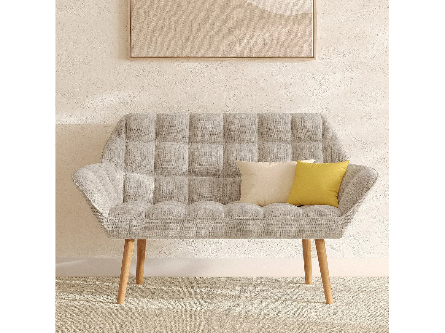 Canapé 2 places en tissu gris clair - Simba