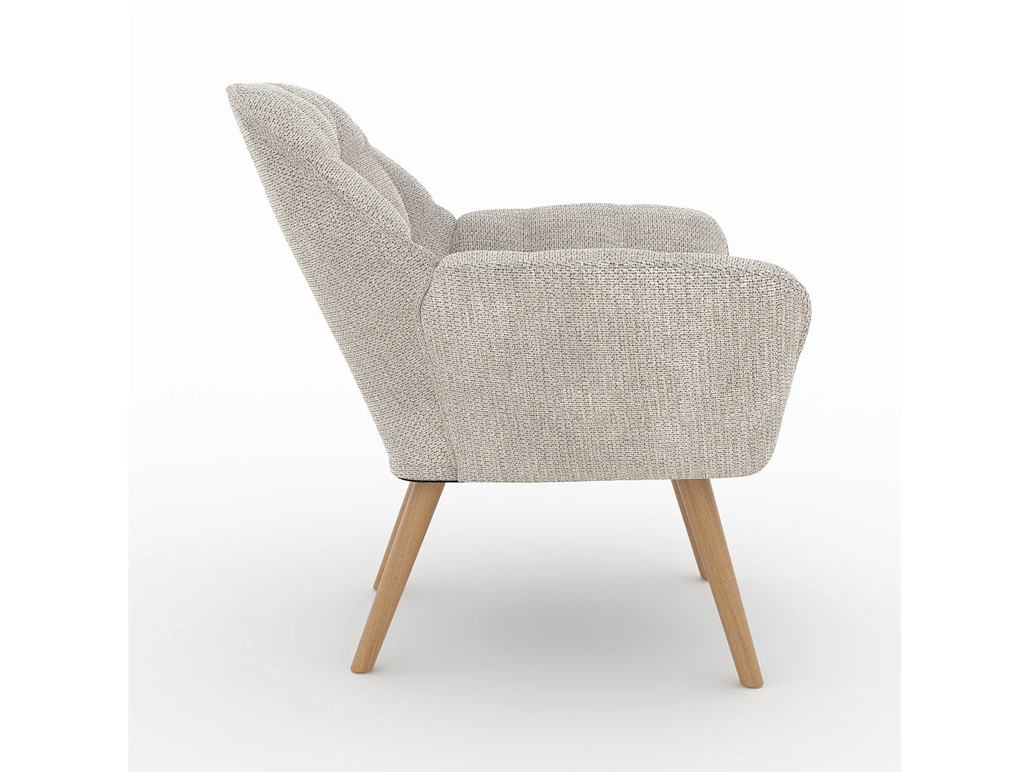 Sillón de tela gris claro con patas de madera - Simba