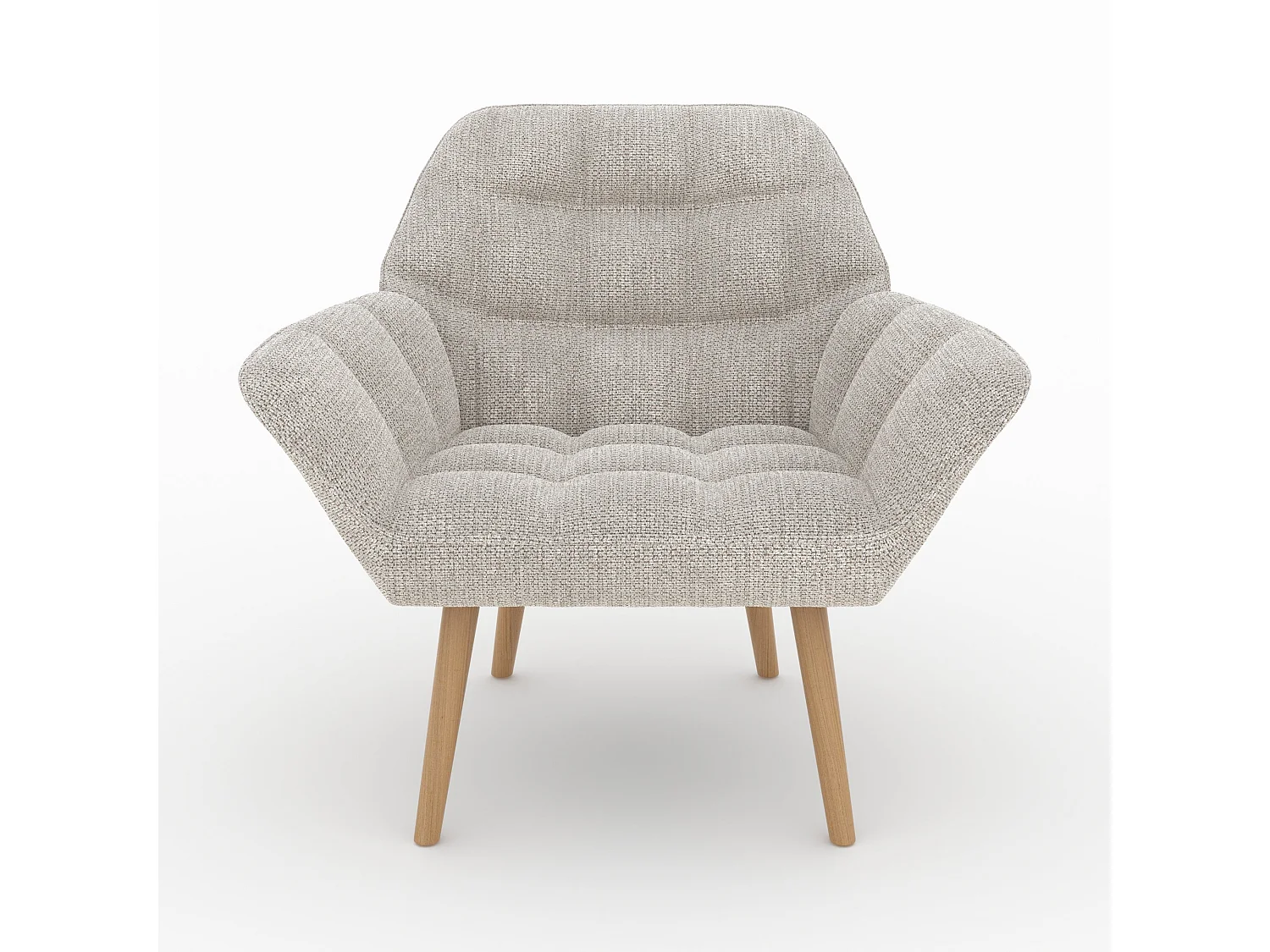 Sillón de tela gris claro con patas de madera - Simba