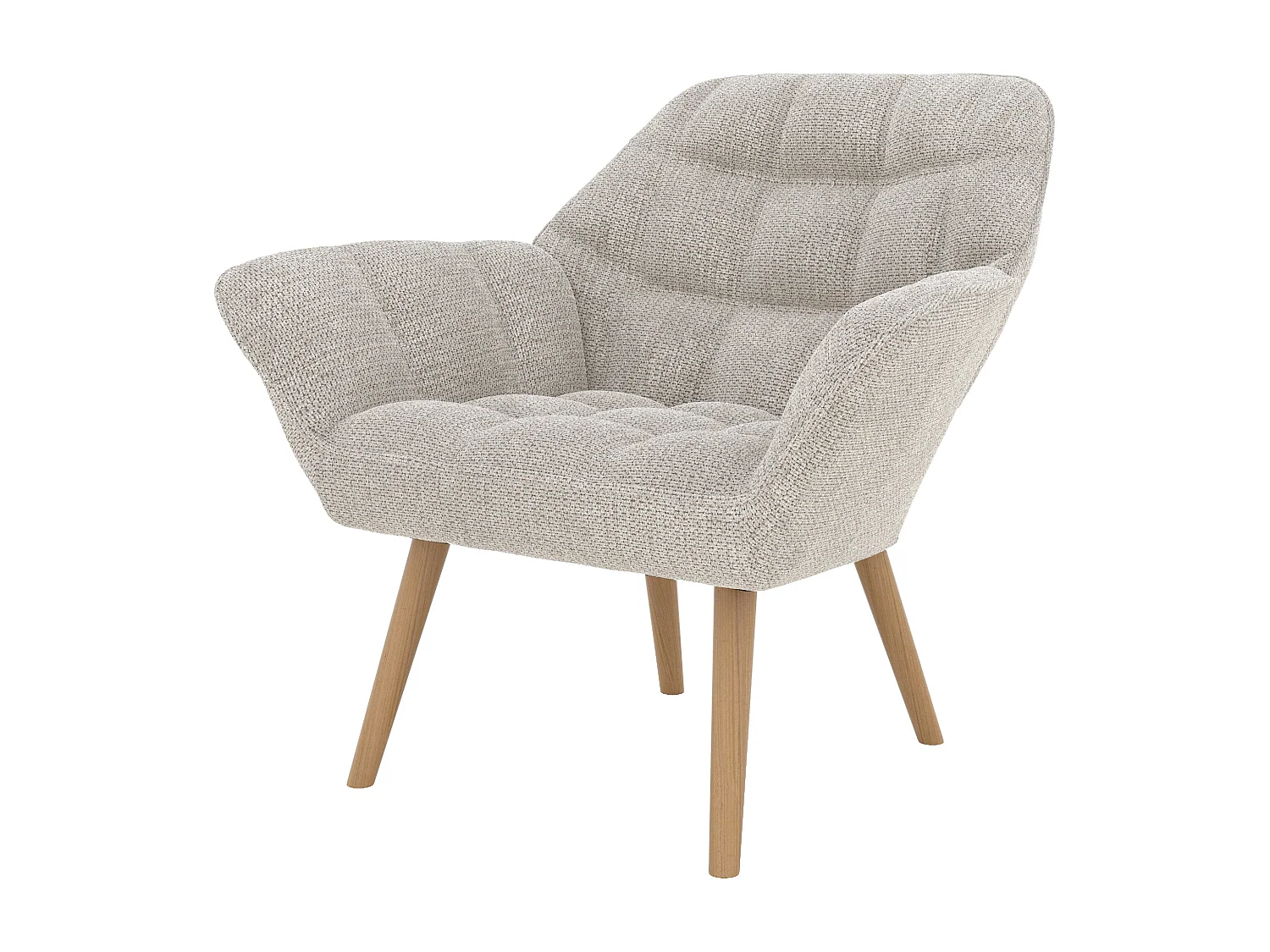 Sillón de tela gris claro con patas de madera - Simba