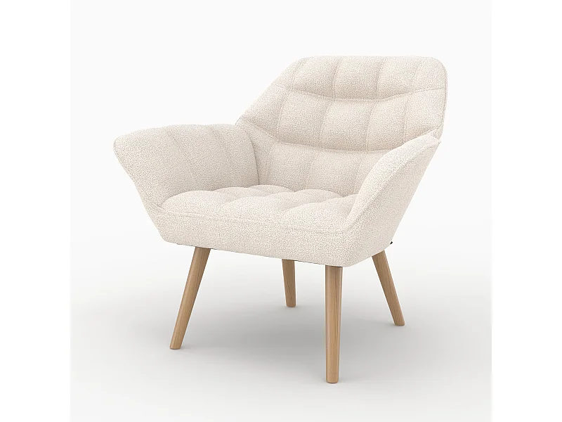 Poltrona in tessuto bouclé bianco - Simba