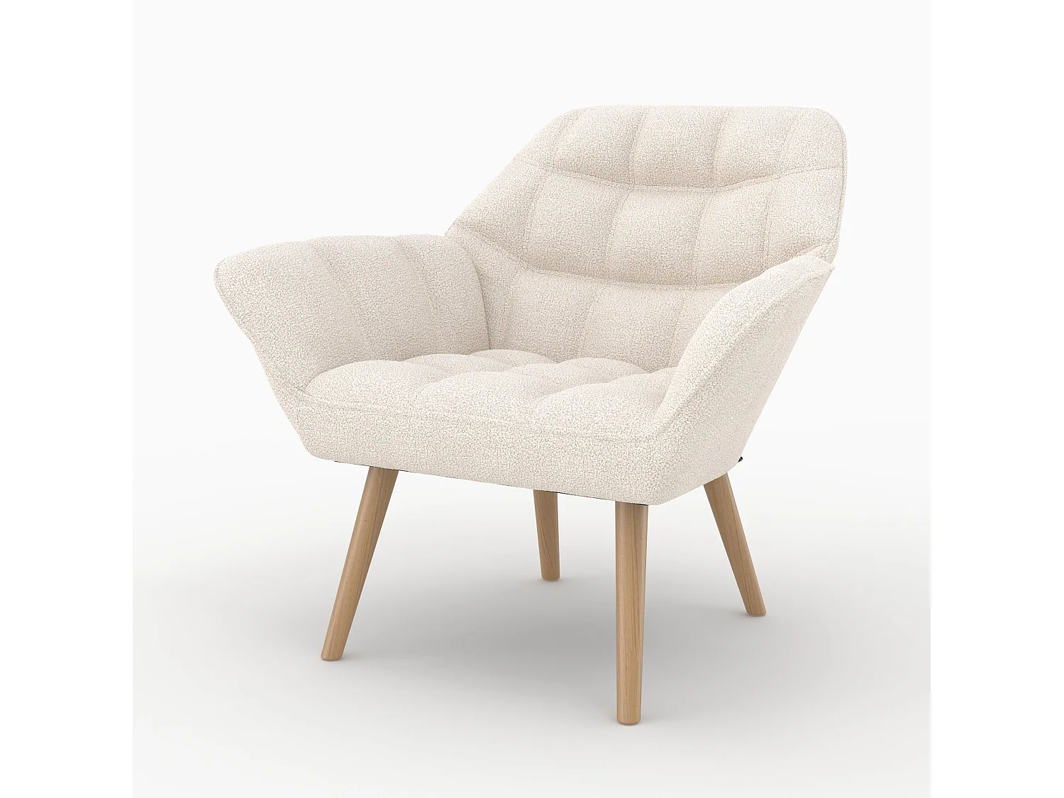 Poltrona in tessuto bouclé bianco - Simba