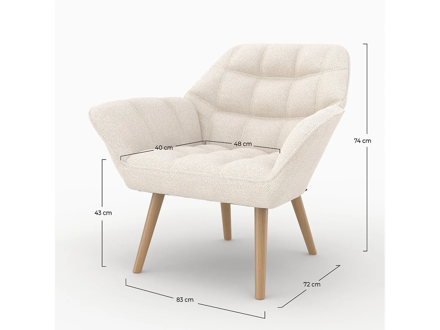 Poltrona in tessuto bouclé bianco - Simba