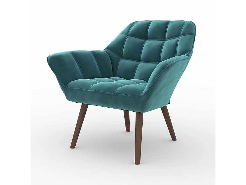 Fauteuil en velours bleu canard - Simba