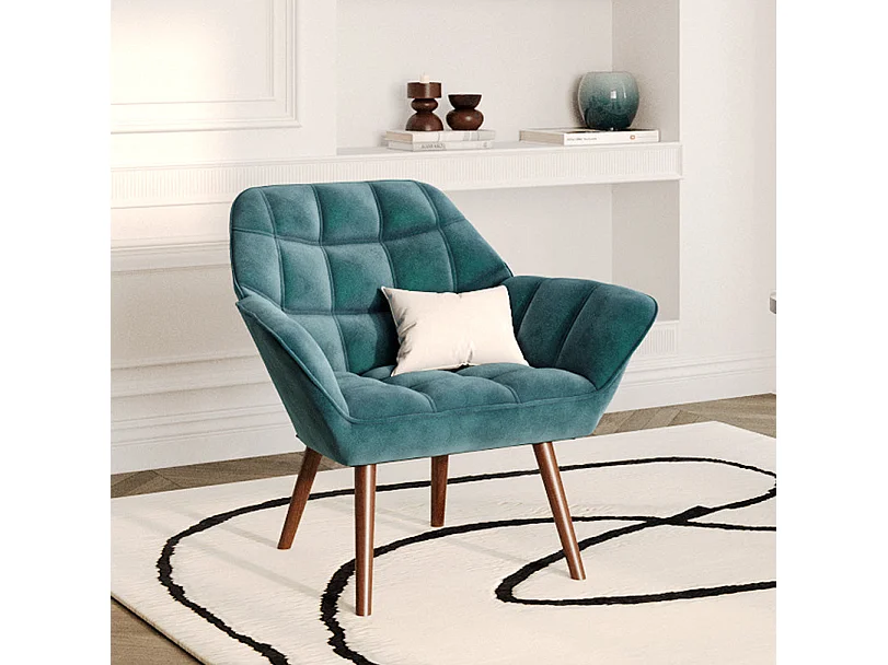 Poltrona in velluto blu petrolio - Simba