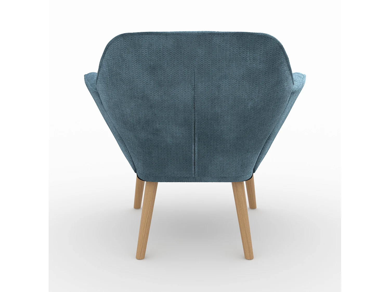 Fauteuil en tissu bleu et pieds en bois - Simba