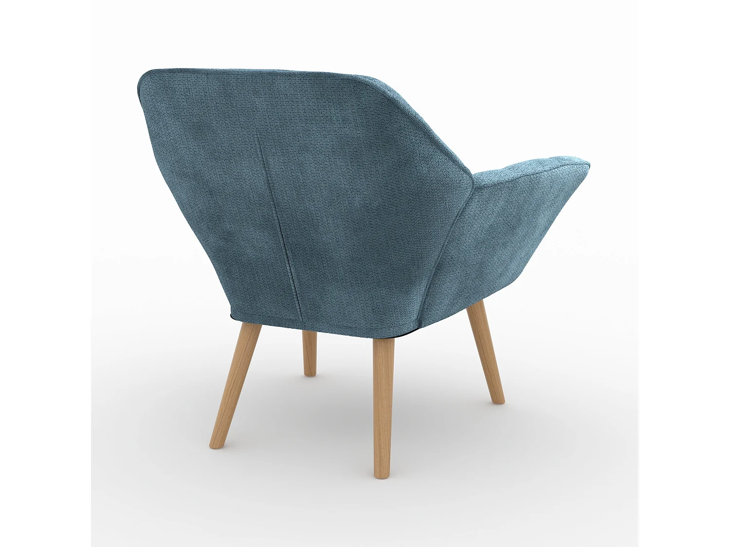Fauteuil en tissu bleu et pieds en bois - Simba